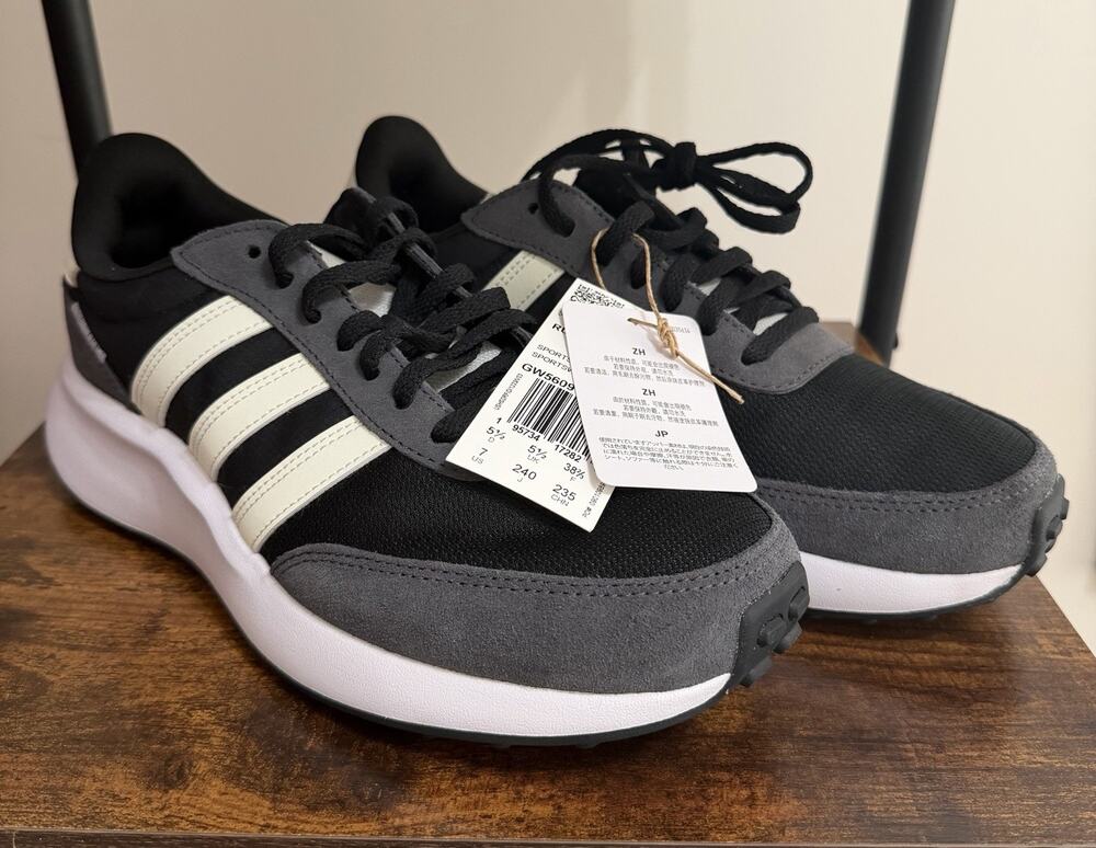 adidas Run 70s GW5609 Black/White/Gray Sneakers Women's size 7 Low Top Mesh #43